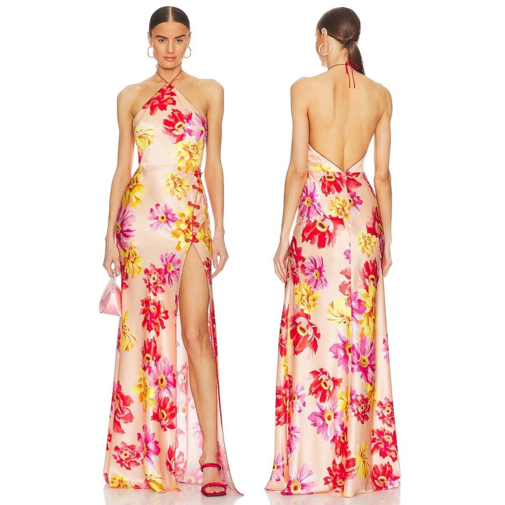 Sau Lee Tess Gown Floral Halter Mandarin Formal Party Guest Gala Prom Evening 4